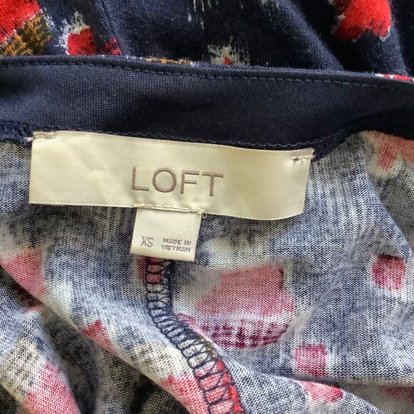 LOFT Blue Red Inkatha Print A-Line Swing Mini Dress XS - Picture 5 of 6